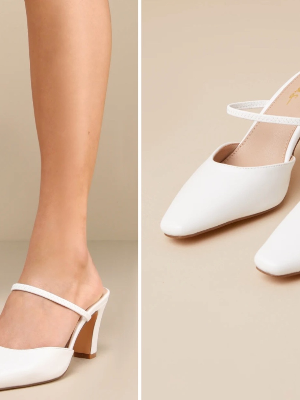*NEW in BOX* Lulu's Eulalie White Squared-Toe Mule Pumps 8.5 M